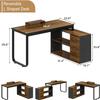 MaverickFurni 55 Inch L Shaped Desk with Storage Shelves, Corner Computer Desk with Drawers, Home Office Desk with Removable Monitor Stand, Study Desk for Kids, Black view 2