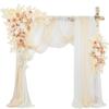 Ting's time Wedding Arch Flowers and Drape Kit (Set of 5) 2 Pcs Artificial Floral Swag Arrangement 3 Pcs Arch Draping Fabric for Wedding Ceremony Arbor and Reception(Beige) view 1