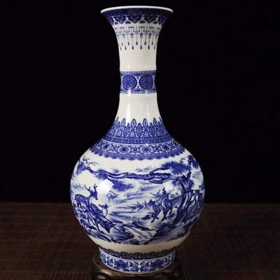sdneNest Vases for Decor Vase Decoration Home Antiques Collection Jingdezhen Porcelain Enamel Color Flower Pattern Four-Sided Window Size 29X14.5cm Old Furniture (White Size 29x16cm)