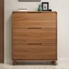 CraftThink Wood Shoe Storage Cabinet, Narrow Slim Wall Mounted Tipping Bucket Shoe Rack Organizer with 3 Flip Drawers and Adjustable Shelves for Bedroom Entryway (Nut-Brown, 23.5" L x 7" W x 47.5" H) view 2