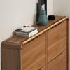 CraftThink Wood Shoe Storage Cabinet, Narrow Slim Wall Mounted Tipping Bucket Shoe Rack Organizer with 3 Flip Drawers and Adjustable Shelves for Bedroom Entryway (Nut-Brown, 23.5" L x 7" W x 47.5" H) view 4
