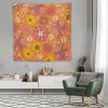 HZOHNAGO Retro 70s Groovy Floral Tapestry Hippie Summer Orange Flowers Pattern Printed Wall Tapestry Wall Hanging for Bedroom Living Room Dorm 60" W x 60" H view 2