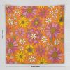 HZOHNAGO Retro 70s Groovy Floral Tapestry Hippie Summer Orange Flowers Pattern Printed Wall Tapestry Wall Hanging for Bedroom Living Room Dorm 60" W x 60" H view 4