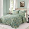 VAPUTAR Queen Quilt Bedding Set - Cotton Bedspreads Queen Size (90 x 98 inch) with Floral Pattern, Farmhouse Lightweight Queen Size Quilt Suitable for All Season3 Pieces, Olive Green view 2