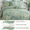 VAPUTAR Queen Quilt Bedding Set - Cotton Bedspreads Queen Size (90 x 98 inch) with Floral Pattern, Farmhouse Lightweight Queen Size Quilt Suitable for All Season3 Pieces, Olive Green view 3