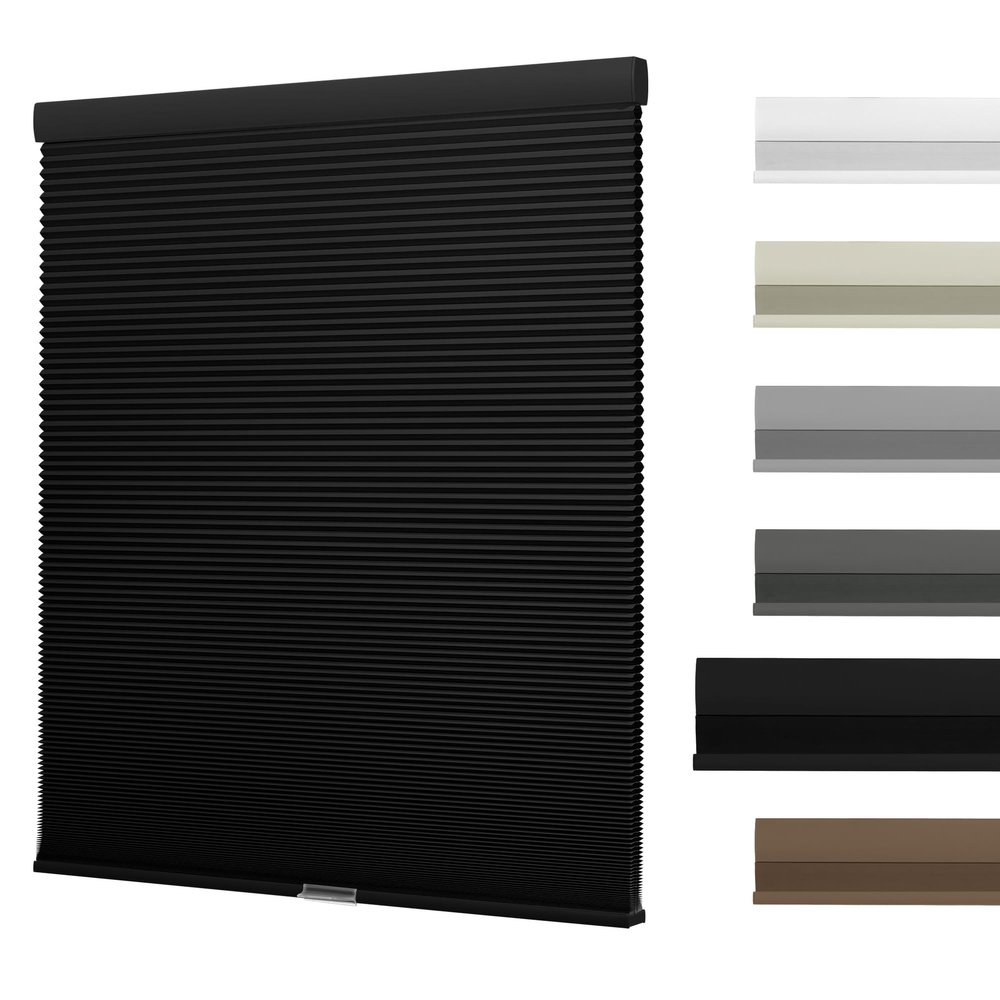 HOTSOON Cordless Cellular Shades for Windows Blackout Honeycomb Blinds Easy to Install Noise Reduction Thermal Insulated for Home, Blackout-Black, 68" W x 56" H