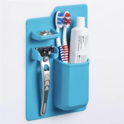 EDCWDTYYEC Toothbrush Holder Silicone Toothbrush Toothpaste Holder Rack Cup Storage Bathroom Organizer Mirror Shower Multifunction Bathroom Supplies Tools Racks(Sky Blue)