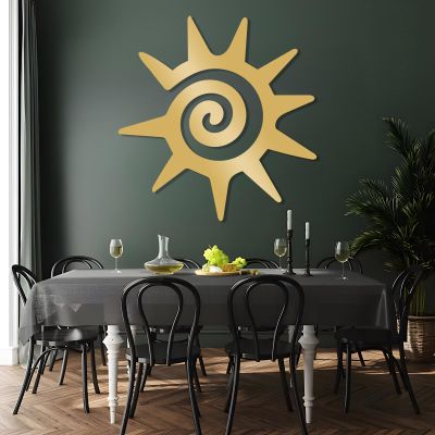 LARNT Kokopelli Metal Sun, Kokopelli Metal Wall Art, Sun Wall Sign, Southwestern Wall Hanging Outdoor, Southwestern Wall Art, Patio and Garden Decor, Outdoor Wall Decor (Gold, 35"x35"|90x90cm)