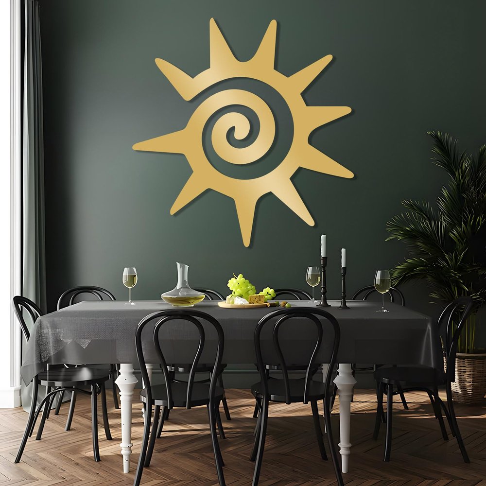 LARNT Kokopelli Metal Sun, Kokopelli Metal Wall Art, Sun Wall Sign, Southwestern Wall Hanging Outdoor, Southwestern Wall Art, Patio and Garden Decor, Outdoor Wall Decor (Gold, 35"x35"|90x90cm)
