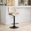 FHUKMZOI Walnut Bentwood Bar Stools 1 Pc for Kitchen Counter, Mid Century Modern 360Swivel Barstools Back and Upholstered, Adjustable Bar Height Chairs for Kitchen Island, Dining Room, Bar (Beige) view 1