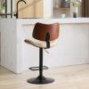 FHUKMZOI Walnut Bentwood Bar Stools 1 Pc for Kitchen Counter, Mid Century Modern 360Swivel Barstools Back and Upholstered, Adjustable Bar Height Chairs for Kitchen Island, Dining Room, Bar (Beige) view 3