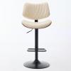 FHUKMZOI Walnut Bentwood Bar Stools 1 Pc for Kitchen Counter, Mid Century Modern 360Swivel Barstools Back and Upholstered, Adjustable Bar Height Chairs for Kitchen Island, Dining Room, Bar (Beige) view 4