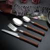 Vintage wooden cutlery set, 18/8 walnut stainless steel faltware set, 32-piece service set of 8, dishwasher safe, wooden handle cutlery utensils set view 1