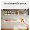 JOMRTS 26.7" Pull-Down Folding Cabinet Organizer, 2-Tier Wall Storage Cabinet, Under Shelf Spice Rack, Kitchen Cabinet Pull Down Shelf view 3