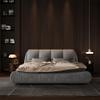 WEALTHKING Upholstered Platform Bed with Oversized Padded Backrest, Thickened Pinewood Slats, Solid Wood Frame, No Box Spring Needed, Adjustable Mattress Height, Silent Sleep Design (Grey,King) view 4