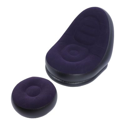 S03 Inflatable Loungers Air Sofa, Graffiti Flocking Surface, with Foot Stool, Foldable Blow Up Sofa, 45.7in L 32.7in W 37.8in H (Dark Blue)