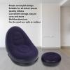 S03 Inflatable Loungers Air Sofa, Graffiti Flocking Surface, with Foot Stool, Foldable Blow Up Sofa, 45.7in L 32.7in W 37.8in H (Dark Blue) view 4