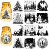 CREATCABIN 12Pcs Christmas Silhouettes Mason Jar Decor Christmas Tree Laser Cut Cardboard Scrapbook Cutouts Die Cuts PVC Decoration for DIY Crafts Lantern Jars Wall Window Glass 3.9x3.5Inch-No Sticker view 1