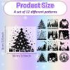 CREATCABIN 12Pcs Christmas Silhouettes Mason Jar Decor Christmas Tree Laser Cut Cardboard Scrapbook Cutouts Die Cuts PVC Decoration for DIY Crafts Lantern Jars Wall Window Glass 3.9x3.5Inch-No Sticker view 2