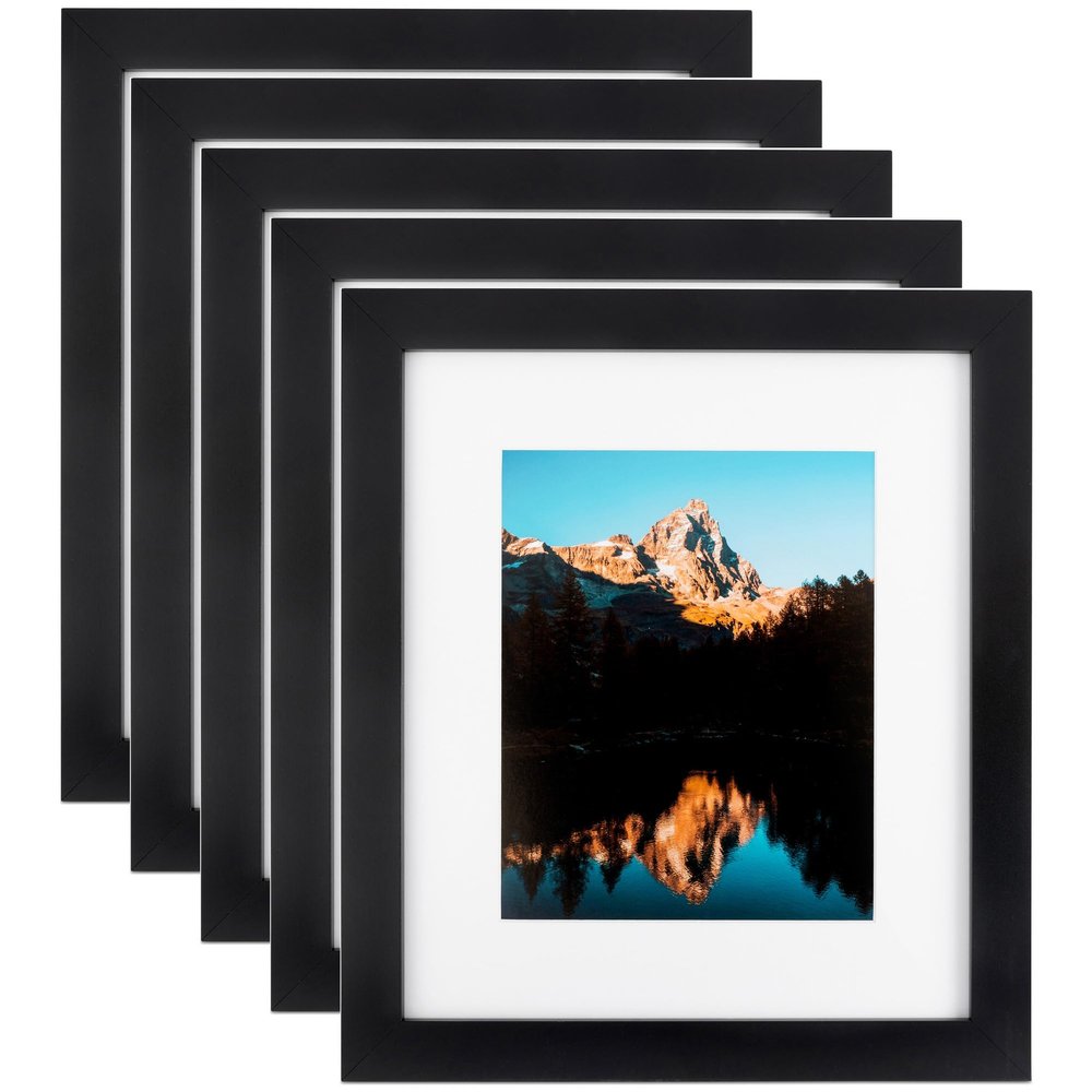 ArtToFrames 6x9 Inch Black Picture Frame, 5 - Pack, This 1.25 inch Custom MDF Poster Frame is Black Satin, Comes with Regular Glass (Frame_Pack_5_5180-6x9)