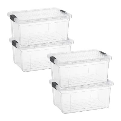 Superio Storage Bins with Lids- 4 Pack, 1.85 Qt Clear Boxes for Organizing, Stackable Plastic Containers- BPA Free, Non-Toxic, Odor Free, Organizer for Home, Office, Dorm
