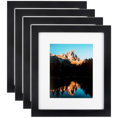 ArtToFrames 5x14 Inch Black Picture Frame, 4 - Pack, This 1.25 inch Custom MDF Poster Frame is Black Satin, Comes with Regular Glass (Frame_Pack_4_5180-5x14)