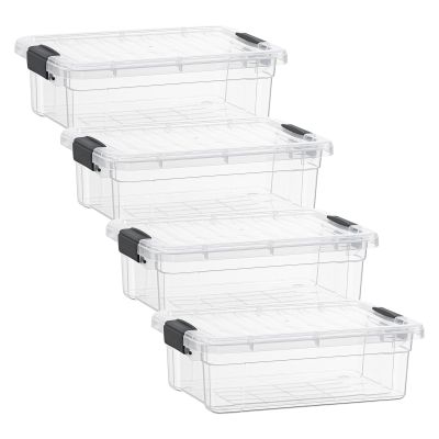 Superio Clear Storage Boxes with Lids, 2.3 Quart Plastic Container Bins for Organizing, Stackable Crates, BPA Free, Non Toxic, Odor Free, Organizers for Home, Office and Dorm, 4 Pack