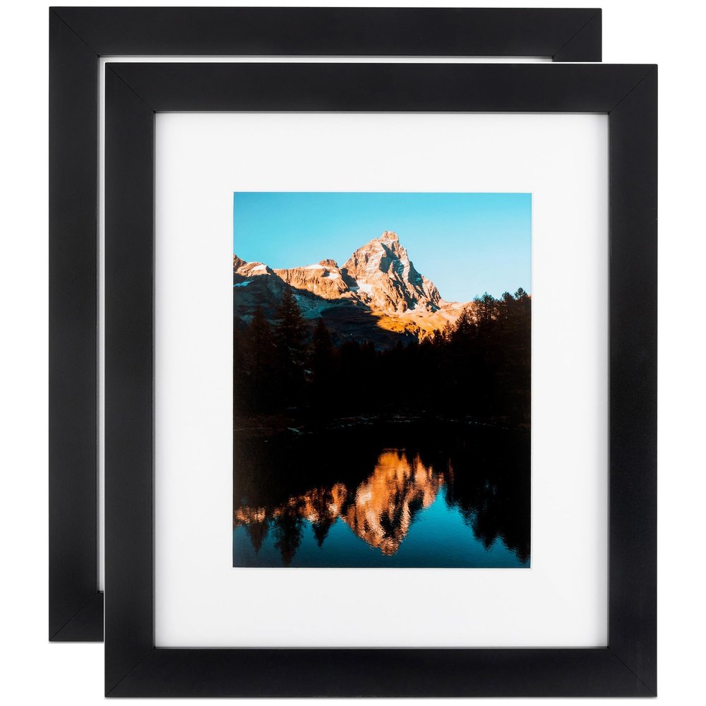 ArtToFrames 6x32 Inch Black Picture Frame, 2 - Pack, This 1.25 inch Custom MDF Poster Frame is Black Satin, Comes with Economy Acrylic (Frame_Pack_2_5180-6x32)