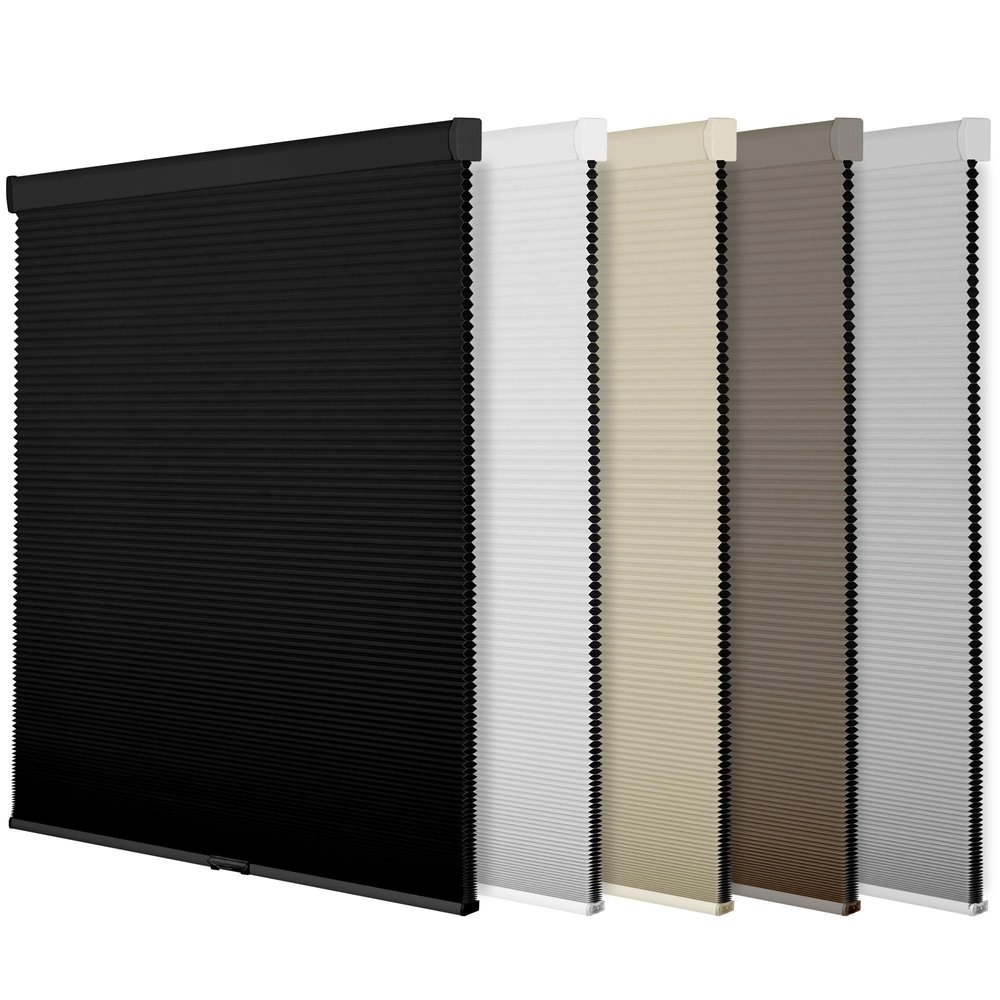 BERISSA Pull Down Cordless Cellular Shades 100% Blackout Room Darkening Window Shades for Home, Custom Size Easy to Install Thermal Insulated Honeycomb Blinds for Door(76" W x 80" H) Black