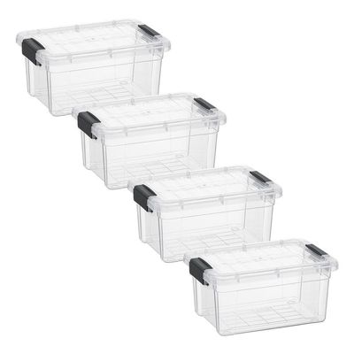 Superio Clear Storage Boxes with Lids, 3.4 Quart Plastic Container Bins for Organizing, Stackable Crates, BPA Free, Non Toxic, Odor Free, Organizers for Home, Office and Dorm, 4 Pack