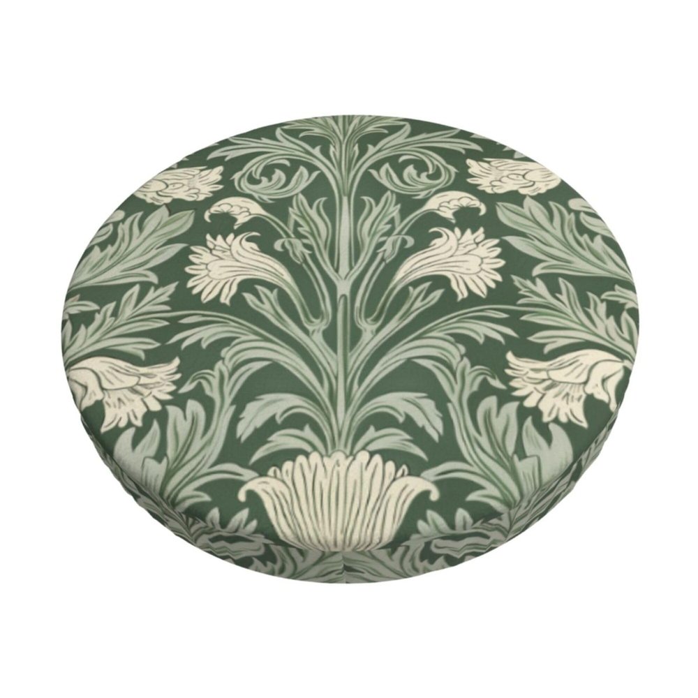 Velvet Round Stool Covers, 3 Layers Round Seat Cover with Thin Pad, Sage Green Tulip Bar Stool Cushion Cover Stretch Bar Chair Covers for 12-14" Inch Chair