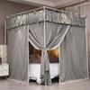 NXGIO Ruffle Lace up 4 Corners Post Princess Curtain Bed Canopy Cozy Breathable Mosquito Net Cloth for Girls Adults Bedroom Decoration (Grey, 78" W*86" L*82" H/King) view 1