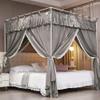 NXGIO Ruffle Lace up 4 Corners Post Princess Curtain Bed Canopy Cozy Breathable Mosquito Net Cloth for Girls Adults Bedroom Decoration (Grey, 78" W*86" L*82" H/King) view 2