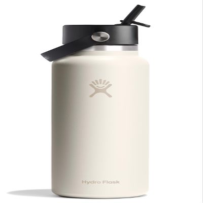 Hydro Flask Water Bottle - Insulated Stainless Steel - Wide Straw Lid, Non Spill, Leakproof in 40 Oz Ivory