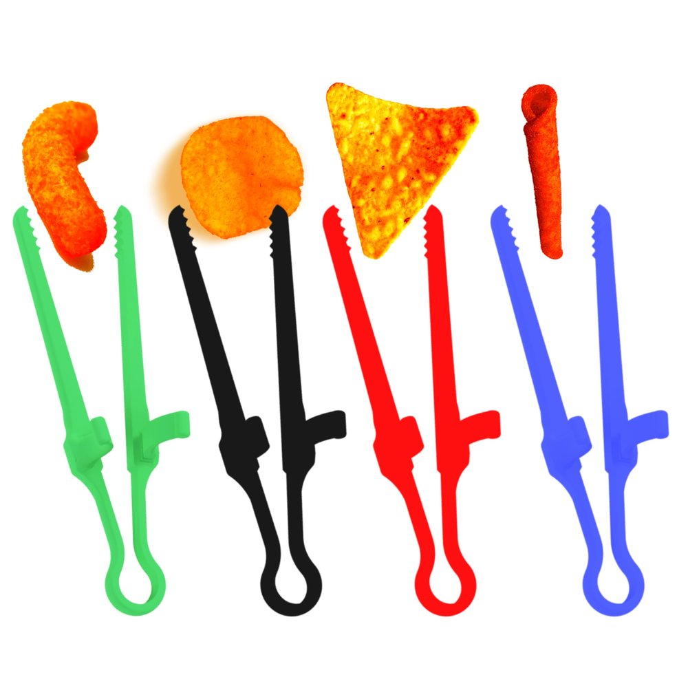 OmniMart Glow in The Dark Chopsticks Reusable, Snack Chopsticks for Gamers, Chopstick Trainers, Keep Fingers Clean with our Finger Chopsticks, Perfect Chopsticks for Beginners (4, Black)