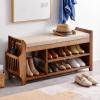 Shoe Rack For Entryway Shoe Storage Bench Entryway Storage Bench With Side Rack With Seating Cushion Corner Shoe Rack Narrow Shoe Storage Cabinet Of Wood Shoe Rack For Entryway Hallway(Yellow,100x49x2 view 2