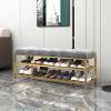 Bench Shoe Rack Freestanding Shoe Cabinet Organizer With Metal Legs Entryway Bench With Padded Seat Cushion For Space Saving Corner Shoe Rack Hallway Bench For Bedroom Living Room(Gray,100x35x46cm) view 1