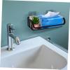 Wall Mount Toilet Paper Holder Shelf for Roll Storage, Black Metal view 3