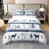 Castle Fairy Wild Elk Bedding Set Full Size Nature Pine Tree Plant 100% Cotton Duvet Cover Merry Christmas Bed Set Room Decor White Snowflake Comforter Cover with 2 Pillowcases Soft(Not Comforter) view 1