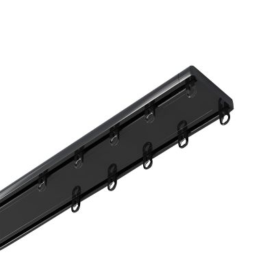 GZDXBF Double Row Ceiling Curtain Track (Ceiling Mounted) Sliding Curtain Rail for Living Room Bedroom Room Divider Conjoined Double Curtain Tracks System(Black,130cm/51.1in)