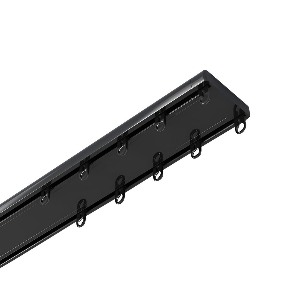 GZDXBF Double Row Ceiling Curtain Track (Ceiling Mounted) Sliding Curtain Rail for Living Room Bedroom Room Divider Conjoined Double Curtain Tracks System(Black,130cm/51.1in)