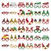 GoosWexmzl 36 Pcs Christmas Glasses Frames, Christmas Tree Santa Reindeer Glitter Eyeglasses, Holiday Favors Photo Booth props view 1