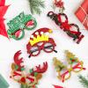 GoosWexmzl 36 Pcs Christmas Glasses Frames, Christmas Tree Santa Reindeer Glitter Eyeglasses, Holiday Favors Photo Booth props view 3