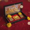 Ram Charan Pagla Padhuka Box Footsteps Footprint Feet in Box with Ram Mandir and Ramji Photo for Home Office Temple Mandir Pooja Diwali Festival Dcor Decoration and Gifting (Ram Charan) view 2