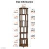 YVYKFZD Rotating Bookshelf, 360 Revolving Bookcase Tower, Rolling Display Storage Rack with Wheels, Solid Wood Corner Book Shelf Organizer, for Small Space, Kids Adults(Walnut,5 Tier 15.7"x15.7"x61.8 view 2