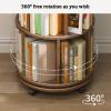 YVYKFZD Rotating Bookshelf, 360 Revolving Bookcase Tower, Rolling Display Storage Rack with Wheels, Solid Wood Corner Book Shelf Organizer, for Small Space, Kids Adults(Walnut,5 Tier 15.7"x15.7"x61.8 view 3