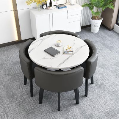 #9-70 Round Conference Table With Chairs - Modern/Kitchen - 75cm/27.5 * 29.5in