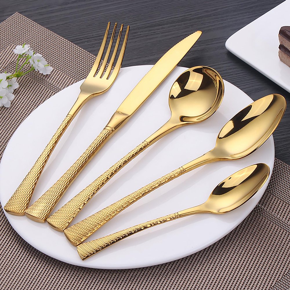 60pcs gold flatware set for 12, 18/8 stainless steel flatware cutlery set, tableware set include fork knife spoon, eating utensils tableware set with gift package