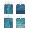 The Deep Blue Sea Square Leather with Bottom Paper Towel Organizer 5.2x5.2x5.2in for Bathroom Vanity Office Home Kitchen view 2