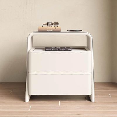 BK&MF Simple Modern Leather Nightstand,Creative Luxury Bedside Table Sturdy Wooden Frame Minimalist Storage Cabinet for Bedroom Nursery,A,50x40x53cm(20x16x21inch)
